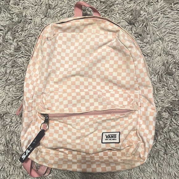 Vans Other Pink And White Checkered Backpack Wornused Poshmark
